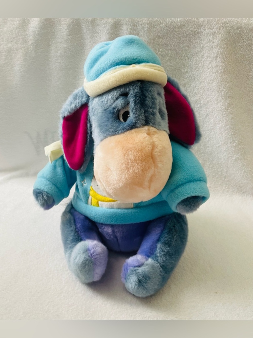 Disney Eeyore Plush 12” Blue Gray Sweater Hat Scarf Snowman Removable Tail Snow